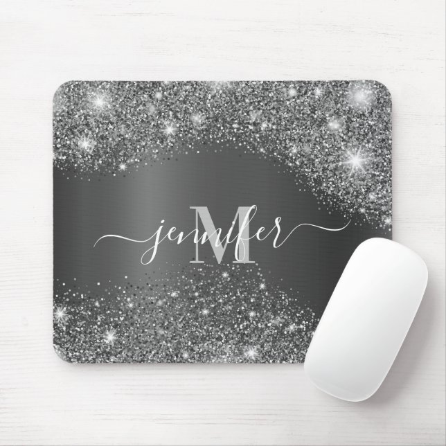 Silver Glitter Mouse Pad (With Mouse)