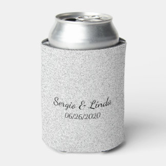 Silver Glitter Name and Date Can Cooler