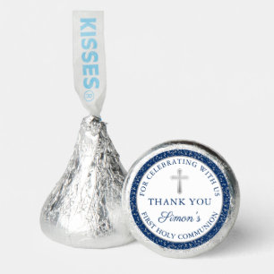 Silver Glitter Navy Blue First Holy Communion Hershey®'s Kisses®