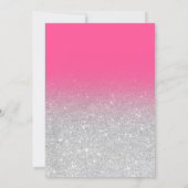 Silver glitter neon pink ombre girly Sweet 16 Invitation (Back)