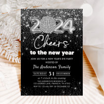 Silver Glitter New Year's Eve Party 2024 Invitation