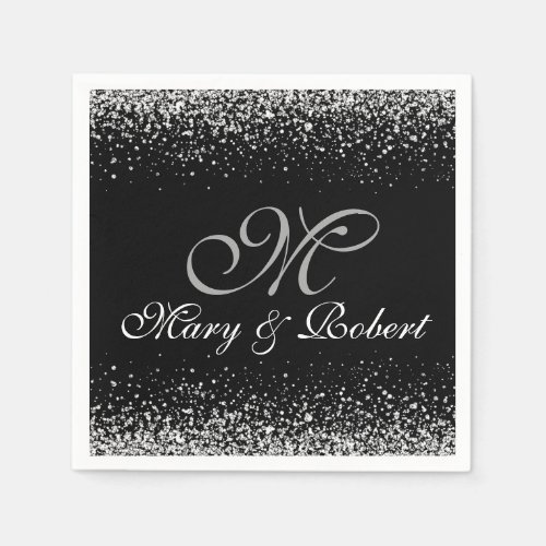 Silver Glitter Night Sky Napkins