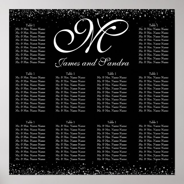 Silver Glitter Night Sky Poster (Front)