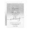 Silver glitter ombre chic white script wedding
