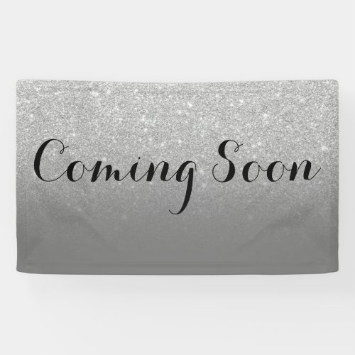 Silver glitter ombre gradient gray coming soon banner