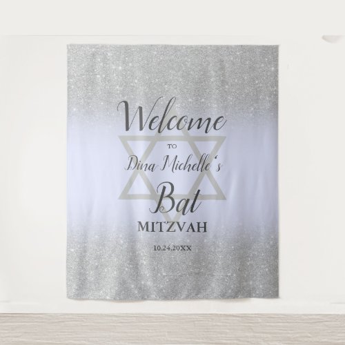 Silver glitter ombre lavender chic Bat Mitzvah