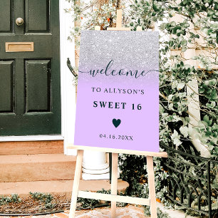 Silver glitter ombre lavender Sweet 16 welcome Foam Board