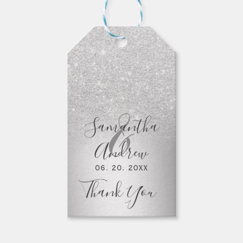 Silver glitter ombre metallic foil favor gift tags