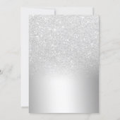 Silver glitter ombre metallic foil grey wedding invitation (Back)
