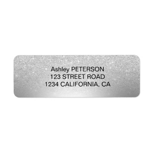 Silver glitter ombre metallic foil label