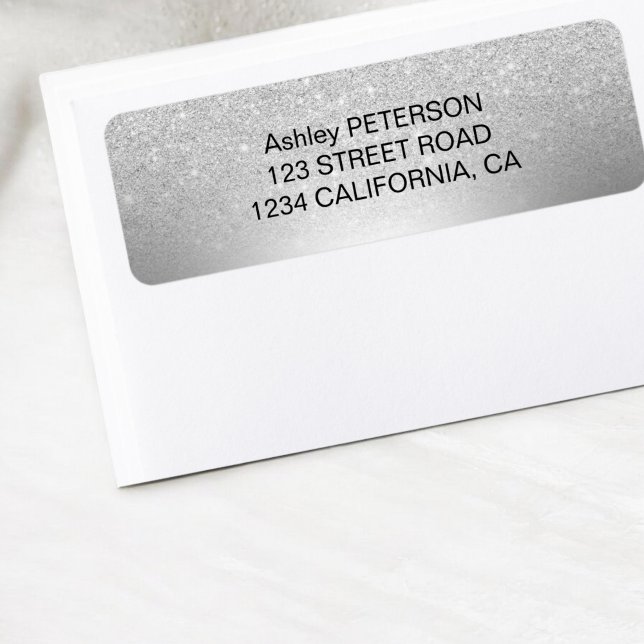 Silver glitter ombre metallic foil label (Silver glitter ombre metallic foil label)