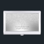 Silver glitter ombre metallic foil monogram business card case<br><div class="desc">Silver glitter ombre metallic foil monogram</div>