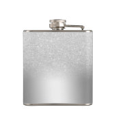 Silver glitter ombre metallic foil monogram flask (Back)
