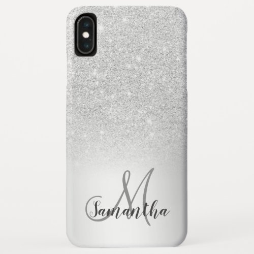 Silver glitter ombre metallic foil name iPhone XS max case