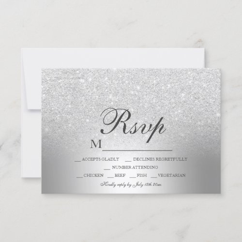 Silver glitter ombre metallic foil RSVP wedding