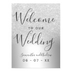 Silver glitter ombre metallic wedding welcome