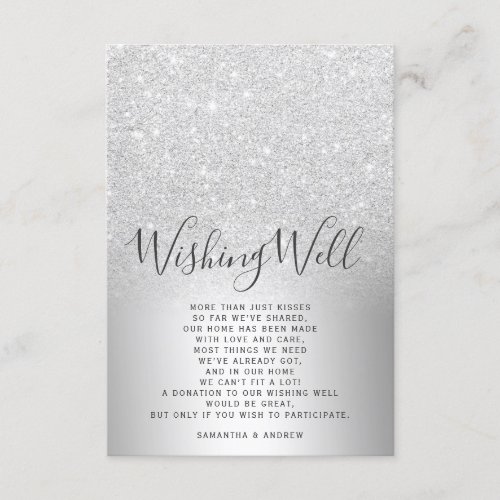 Silver glitter ombre wishing well wedding enclosure card
