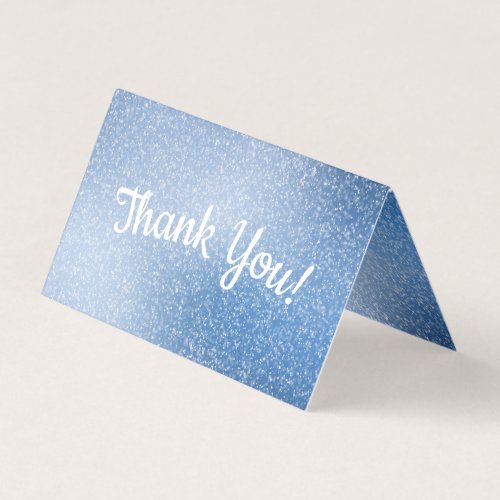 Silver glitter on blue background Thank You Card