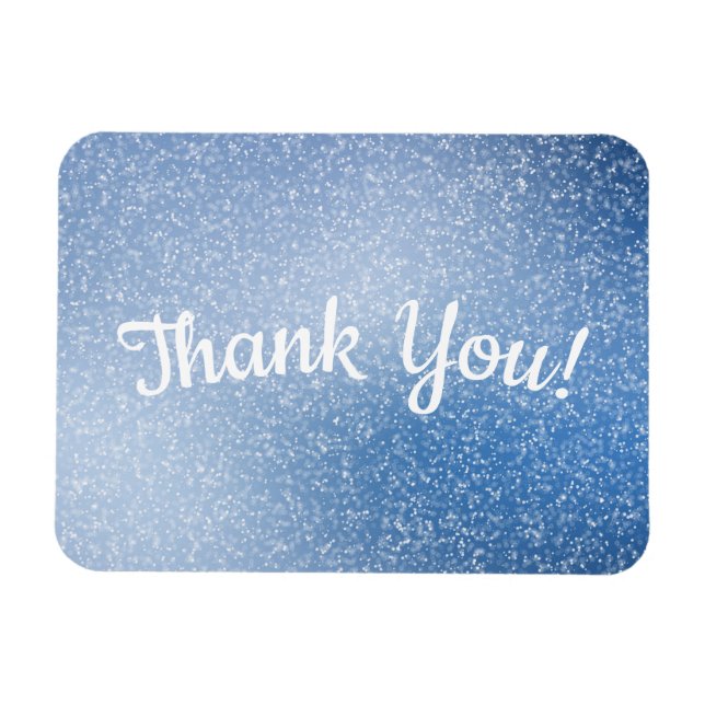 Silver glitter on blue background Thank You Magnet (Horizontal)