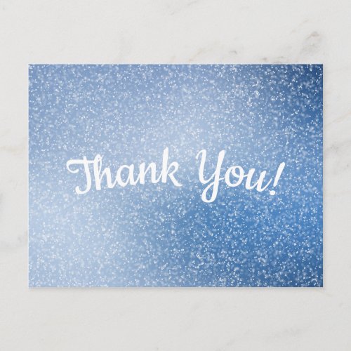 Silver glitter on blue background Thank You Postcard