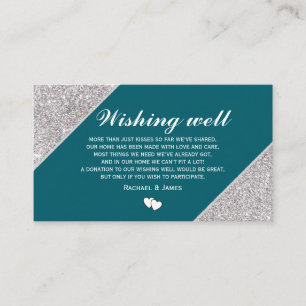 Silver glitter on Teal Wishing Well Enclosure Card