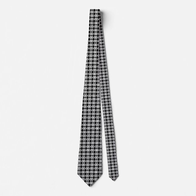 Silver Glitter Overlap Diamond Pattern Neck Tie (Front)