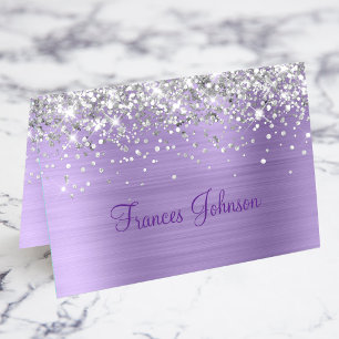 Silver Glitter Pale Purple Faux Foil Place Cards