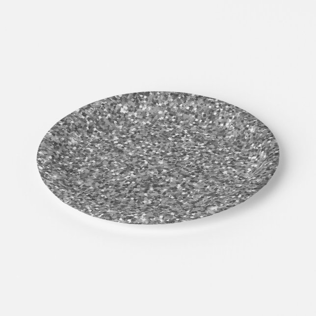 Silver Glitter Paper Plates (Angled)