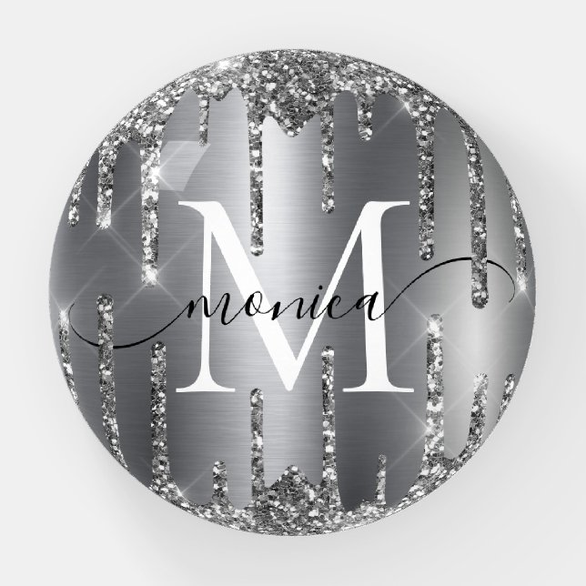 Silver Glitter Paperweight (Front)