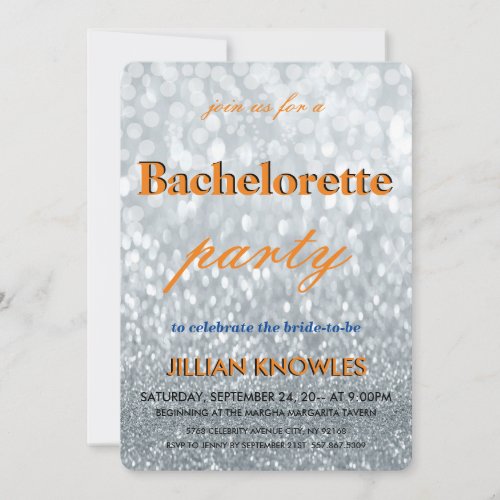 Silver Glitter Patio String Lights Bachelorette Invitation