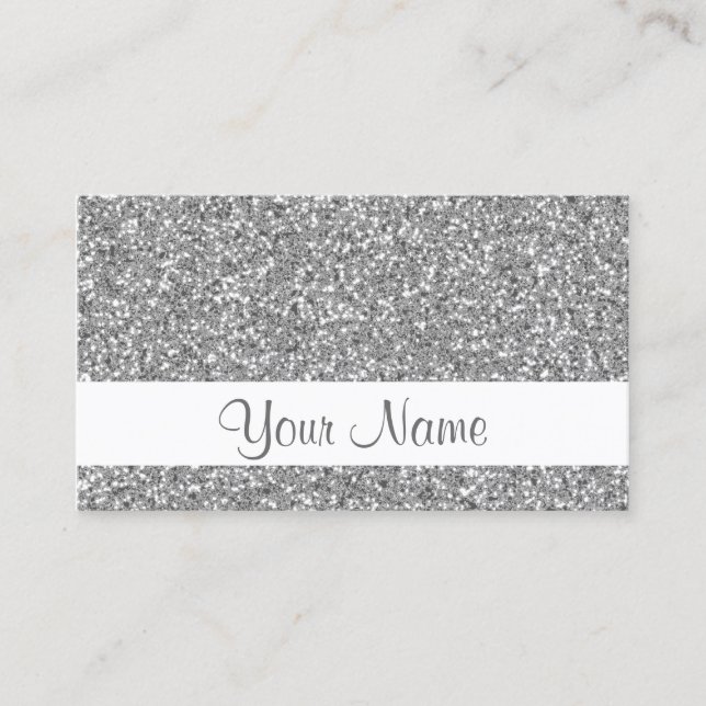 Silver Glitter Pattern Look-like Business Card (Front)