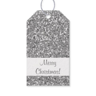 Silver Glitter Pattern Look-like Gift Tags