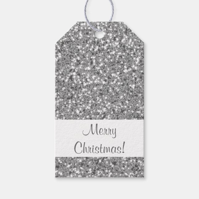 Silver Glitter Pattern Look-like Gift Tags (Front)