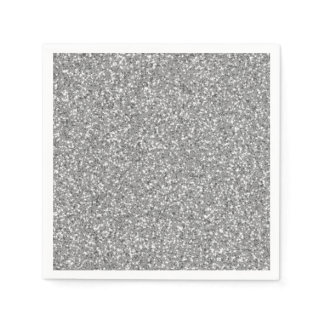 Silver Glitter Pattern Look-like Paper Napkins