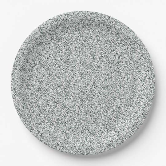 Silver Glitter Pattern Paper Plate