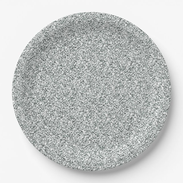 Silver Glitter Pattern Paper Plates (Front)