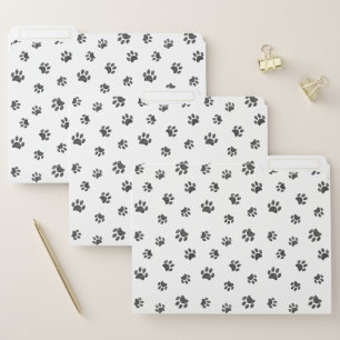 Silver Glitter Paw Prints File Folder