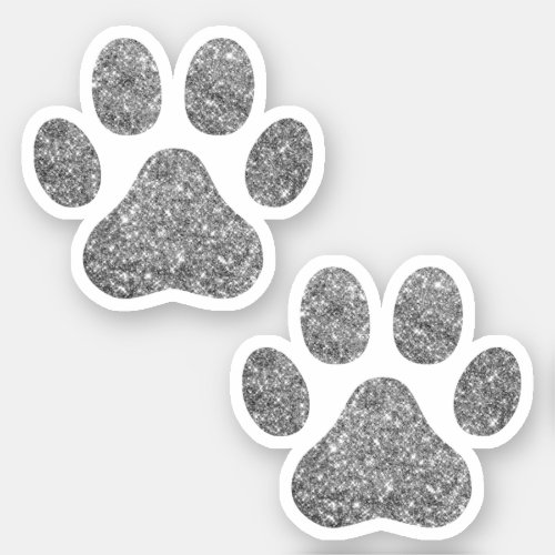 Silver Glitter Paw Prints Pet Lover Sticker