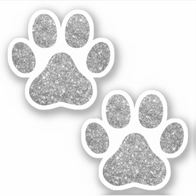 Silver Glitter Paw Prints Pet Lover Sticker (Front)
