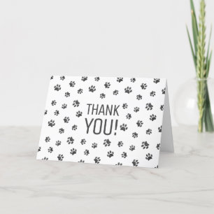 Silver Glitter Paw Prints Thank You Card