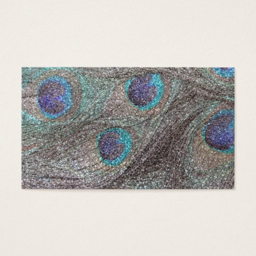 Customizable Silver glitter peacock feathers business card templates