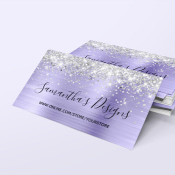 Silver Glitter Periwinkle Foil Online Store Business Card by annaleeblysse at Zazzle
