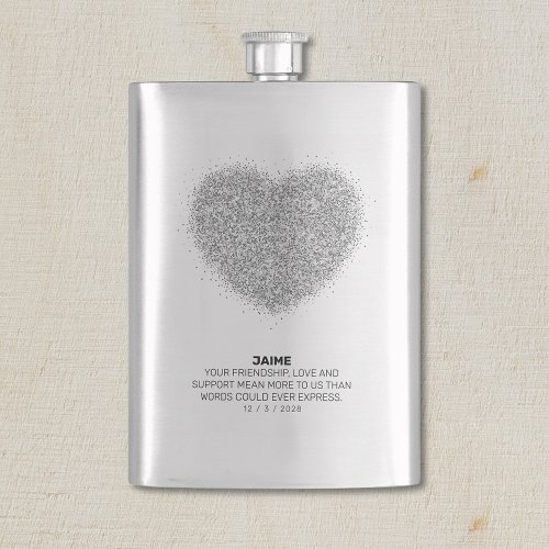 Silver Glitter Personalized BRIDAL PARTY Hip Flask