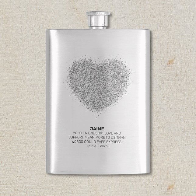 Silver Glitter Personalized BRIDAL PARTY Hip Flask (Creator Uploaded)