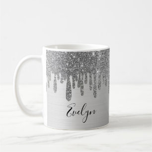 Silver Glitter Personalized Ceramic Coffee Mug