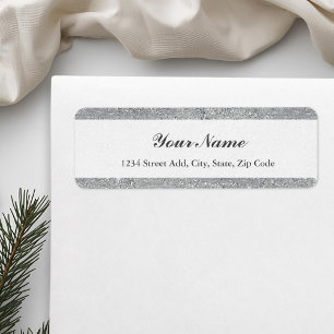Silver Glitter Personalized Return Address Label