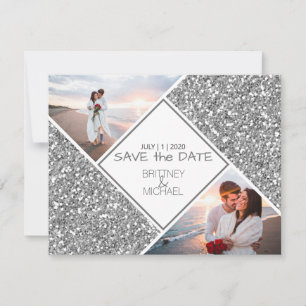 Silver Glitter Photo Collage Announcement