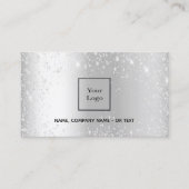 Silver glitter photo logo elegant QR code Business Card (Front)