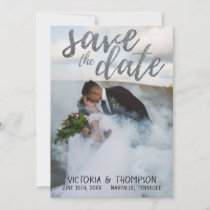 Silver Glitter Photo Mountains Save the Date