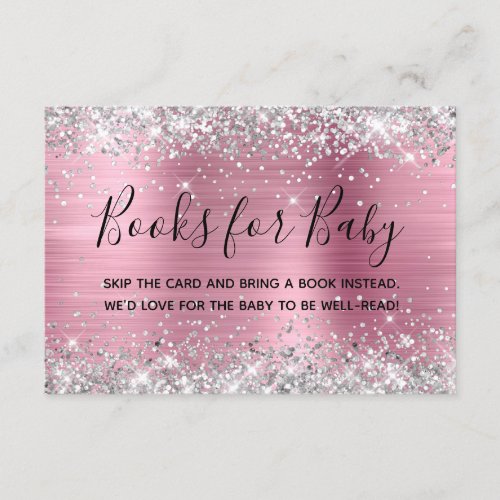 Silver Glitter Pink Foil Books for Baby Enclosure Card